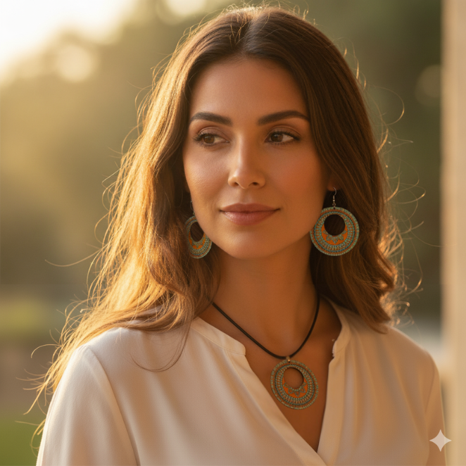 Boho Style Double Sided Wooden Earrings – Handmade Lightweight Jewellery
