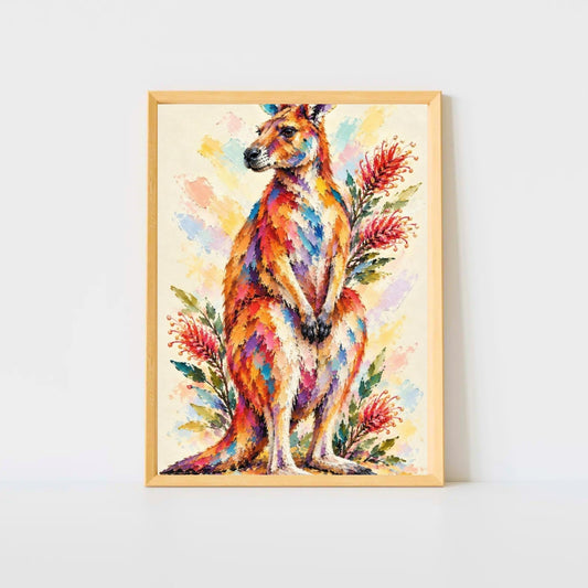 Kangaroo Painted Australian Animal Fine Art Poster