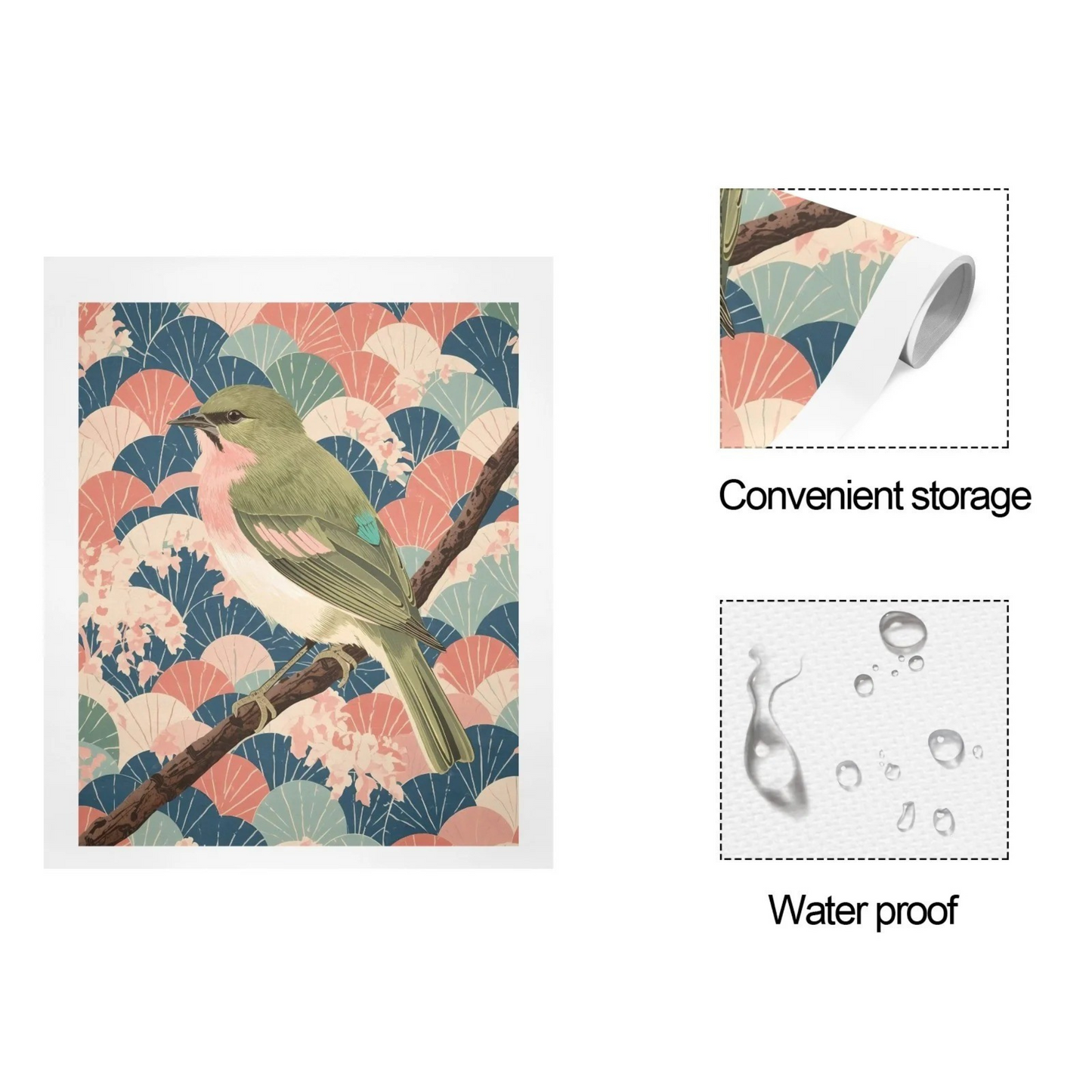 Songbird Serenity – Japanese Ukiyo-e Inspired Canvas Wall Art Print