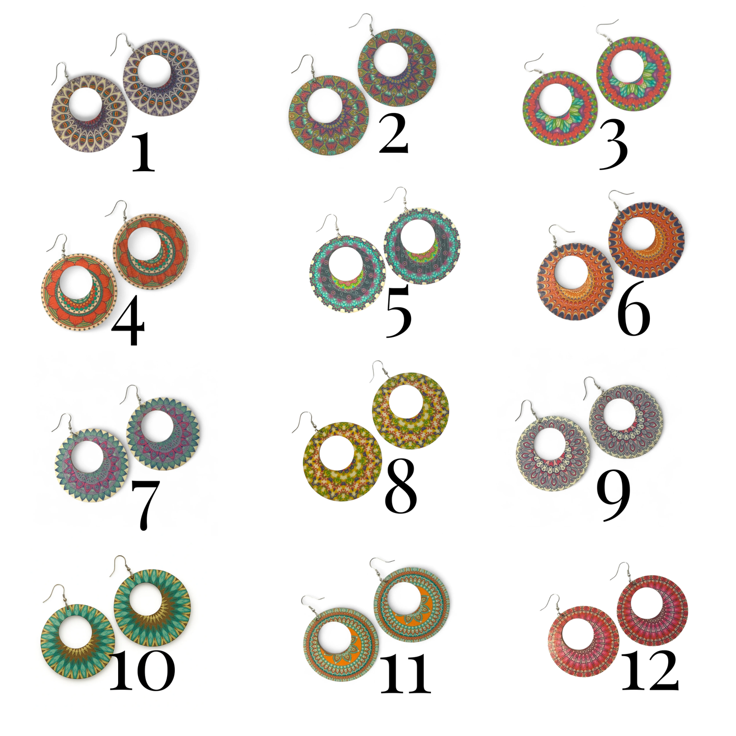 Boho Style Double Sided Wooden Earrings – Handmade Lightweight Jewellery