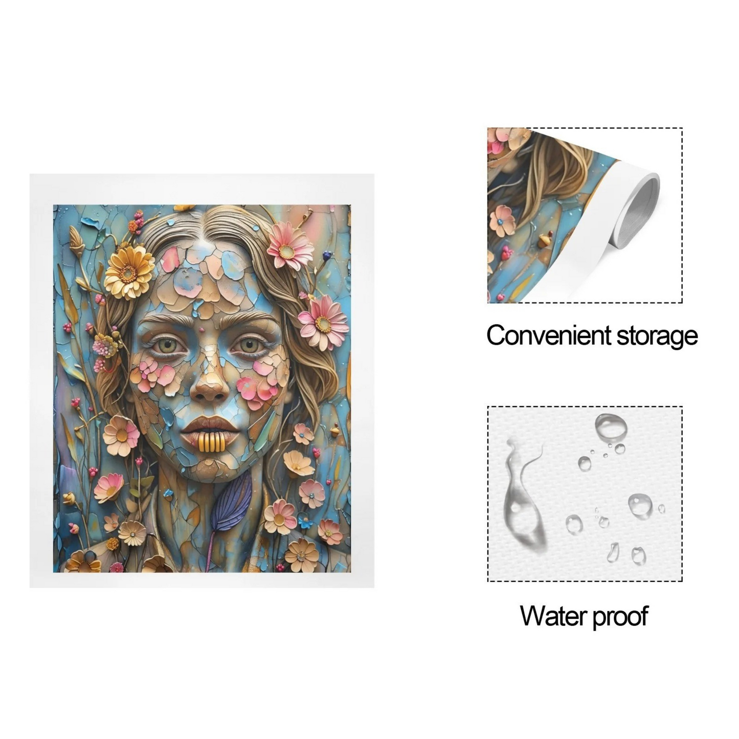 Petal Mosaic Muse – Floral Portrait Canvas Wall Art Print