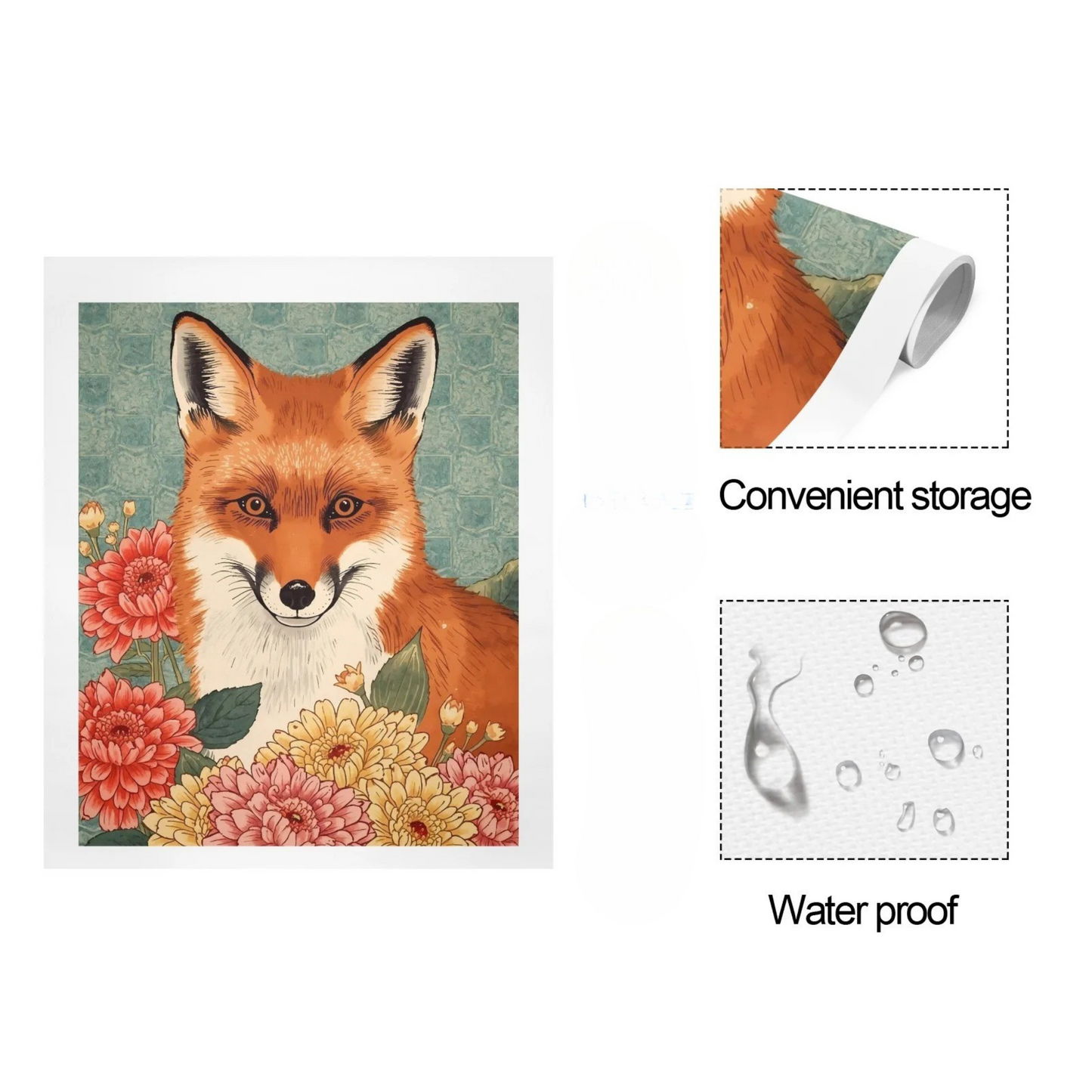 Floral Fox – Japanese Ukiyo-e Inspired Canvas Wall Art Print