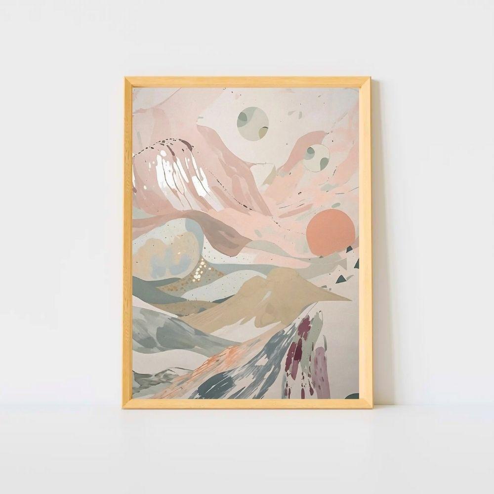 Celestial Dusk – Abstract Pastel Landscape Canvas Wall Art Print