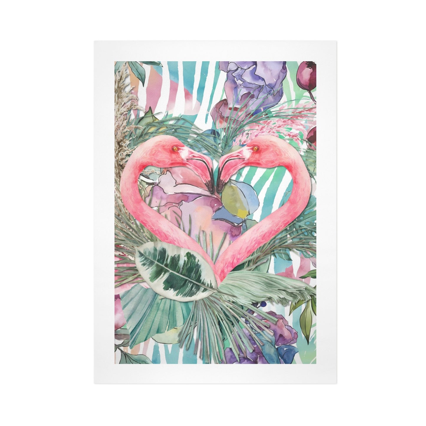 Flamingo Pair – Modern Tropical Canvas Wall Art Print 16"x24" (40 x 60cm)