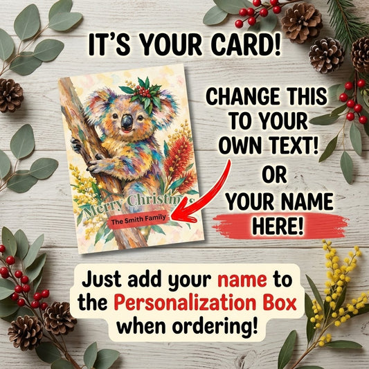 Personalised Koala Christmas Folded Greeting Card | Australian Animals