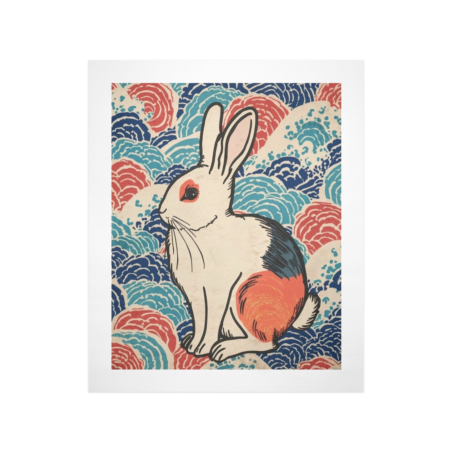 Vivid Rabbit – Japanese Ukiyo-e Inspired Canvas Wall Art Print 16"x20" (40 x 50cm)