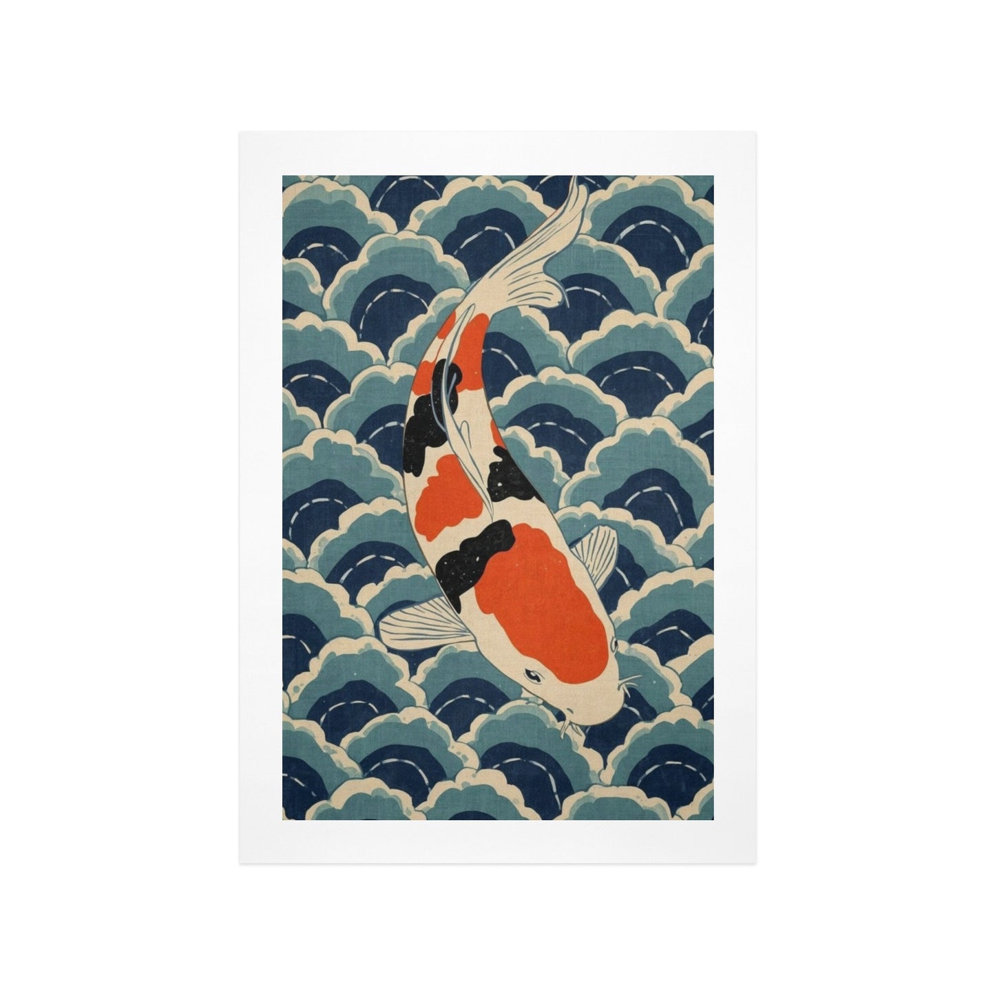Koi Harmony – Japanese Ukiyo-e Inspired Canvas Wall Art Print 12"x18" (30 x 45cm)