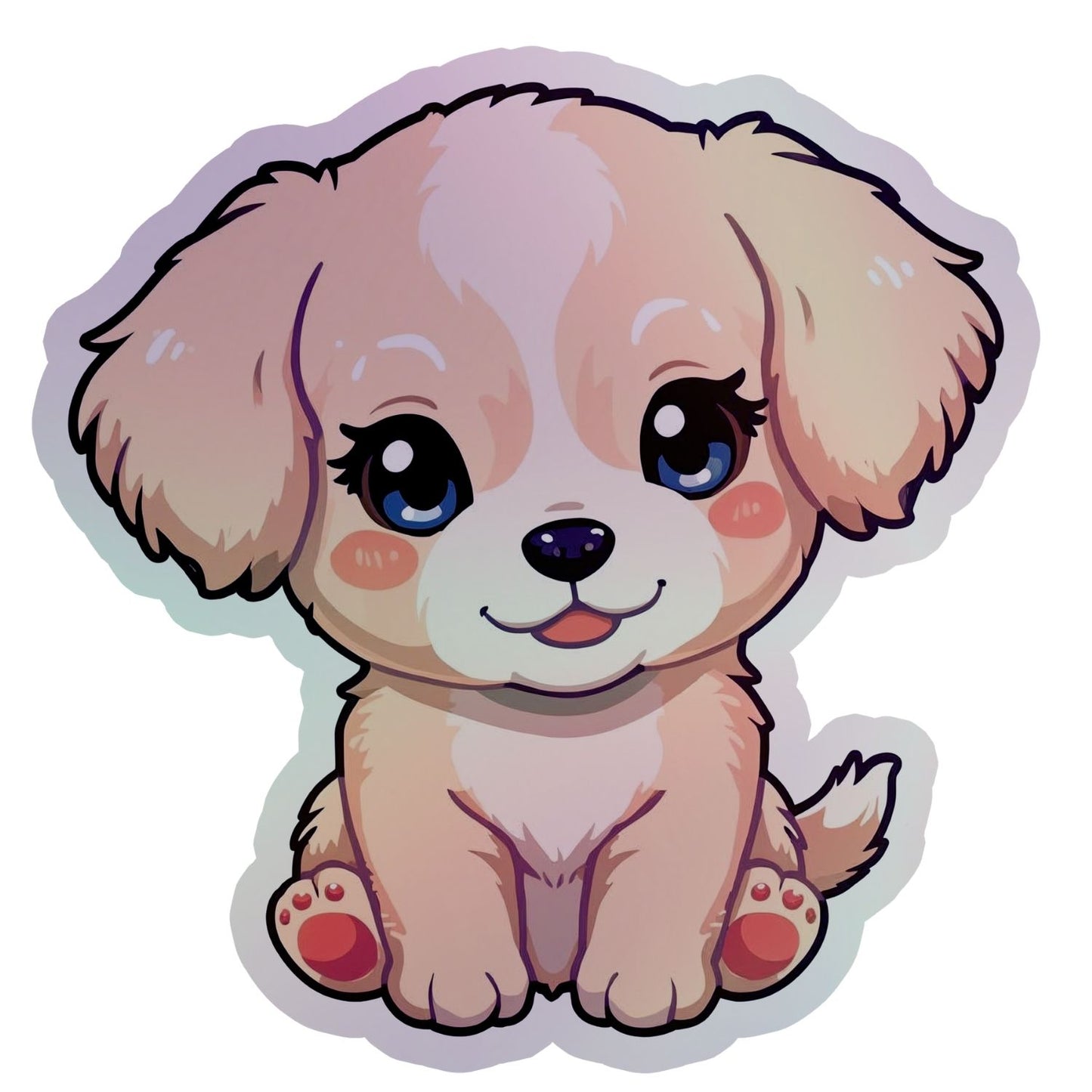 Kawaii Puppy Rainbow Holographic Foil Vinyl Stickers (Set of 2)