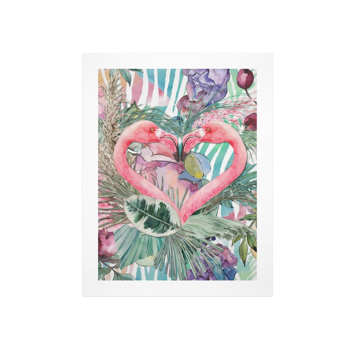 Flamingo Pair – Modern Tropical Canvas Wall Art Print 12"x16" (30 x 40cm)