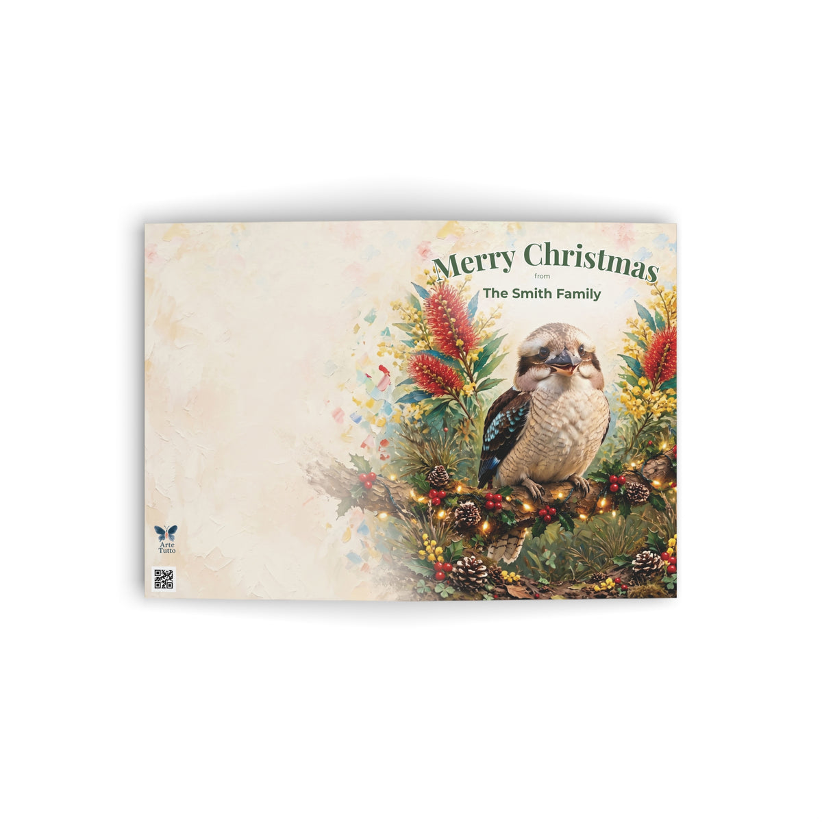 Personalised Kookaburra Christmas Folded Greeting Card | Australian Animals