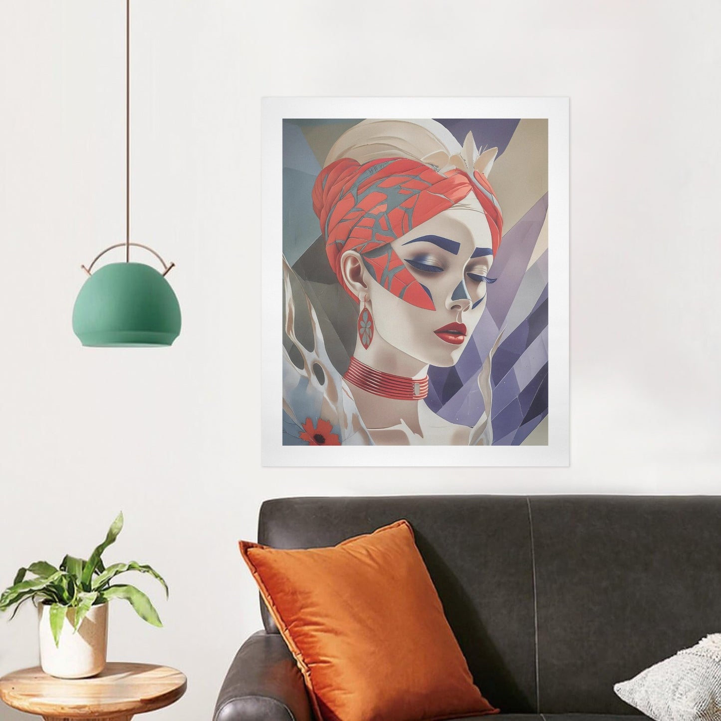 Midnight Bloom – Abstract Floral Portrait Canvas Wall Art Print