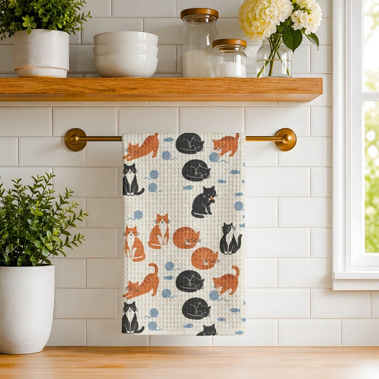 Cats & Yarn Tea Towel | Quick-Dry Microfibre Kitchen Towel