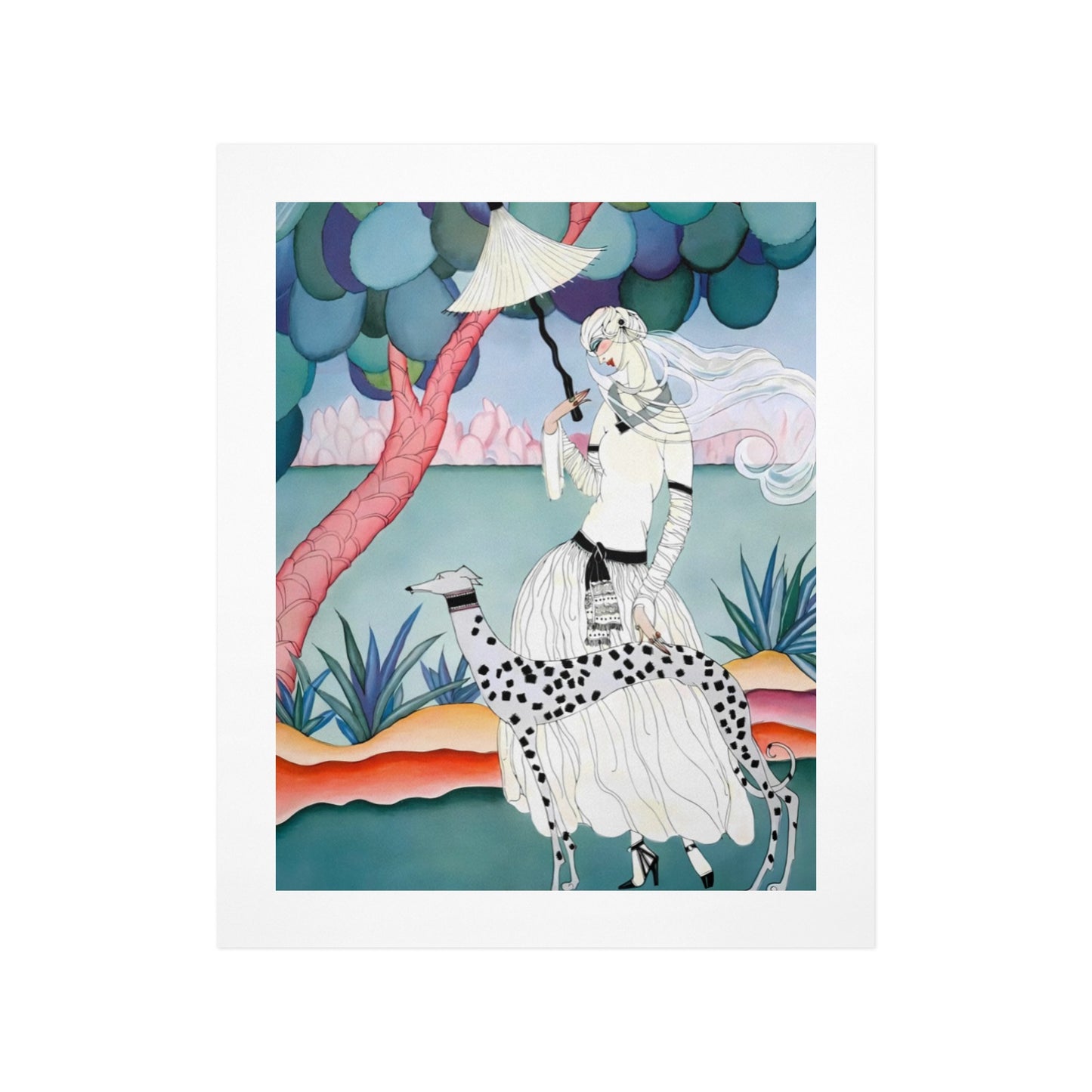 Gentle Companionship – Vintage Inspired Lady & Dog Portrait Canvas Wall Art Print 11" x 14" (28 x 35cm)