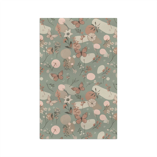 Sage Butterfly & Dandelion Tea Towel | Quick-Dry Microfibre Kitchen Towel 16'' × 25''