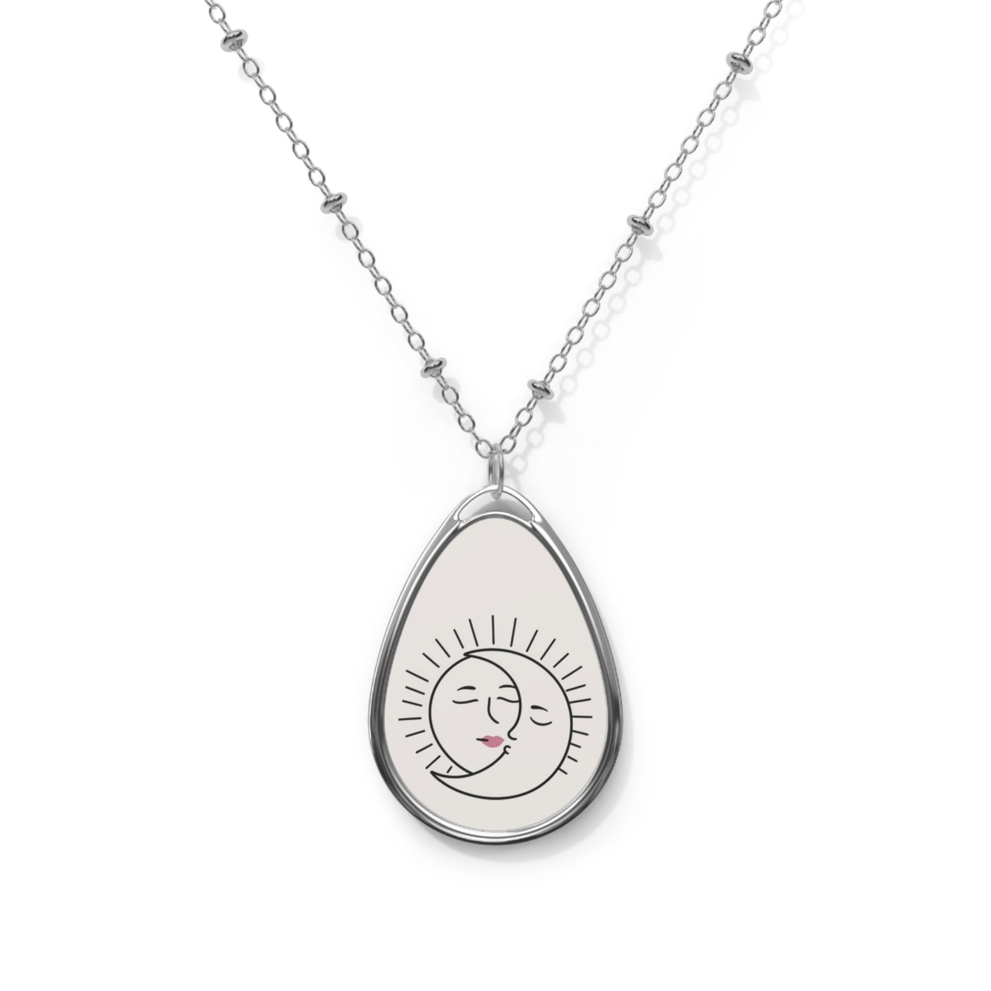 Necklace, Sun Moon Pendant, Celestial Jewelry, Boho Style Accessory, Minimalist Necklace, Cosmic Necklace One Size Silver