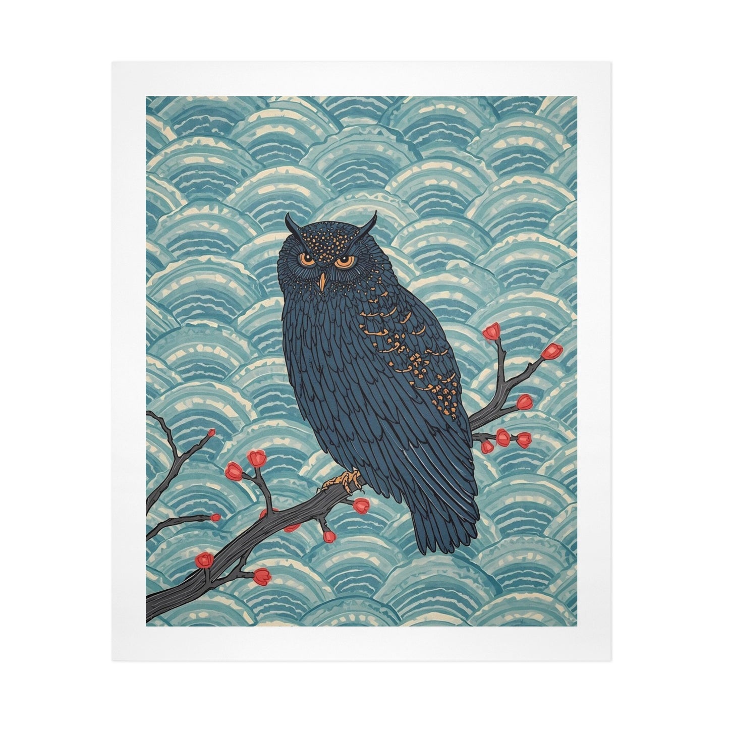 Nocturne Owl – Japanese Ukiyo-e Inspired Canvas Wall Art Print
