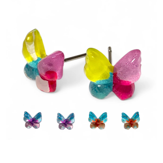 Whimsical Butterfly Stud Earrings, Handmade Dainty Resin Studs