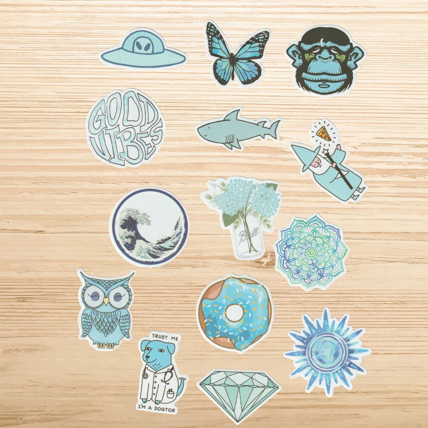 Blue Aesthetic Vinyl Sticker Pack (50 Pack)
