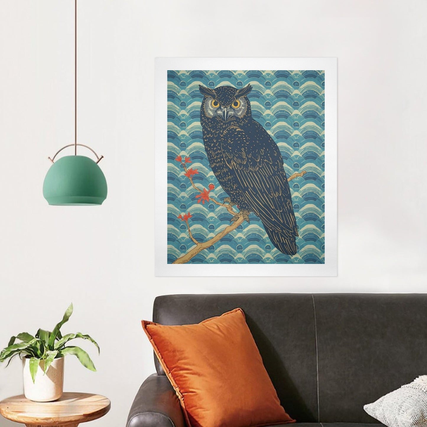 Majestic Owl – Japanese Ukiyo-e Inspired Canvas Wall Art Print