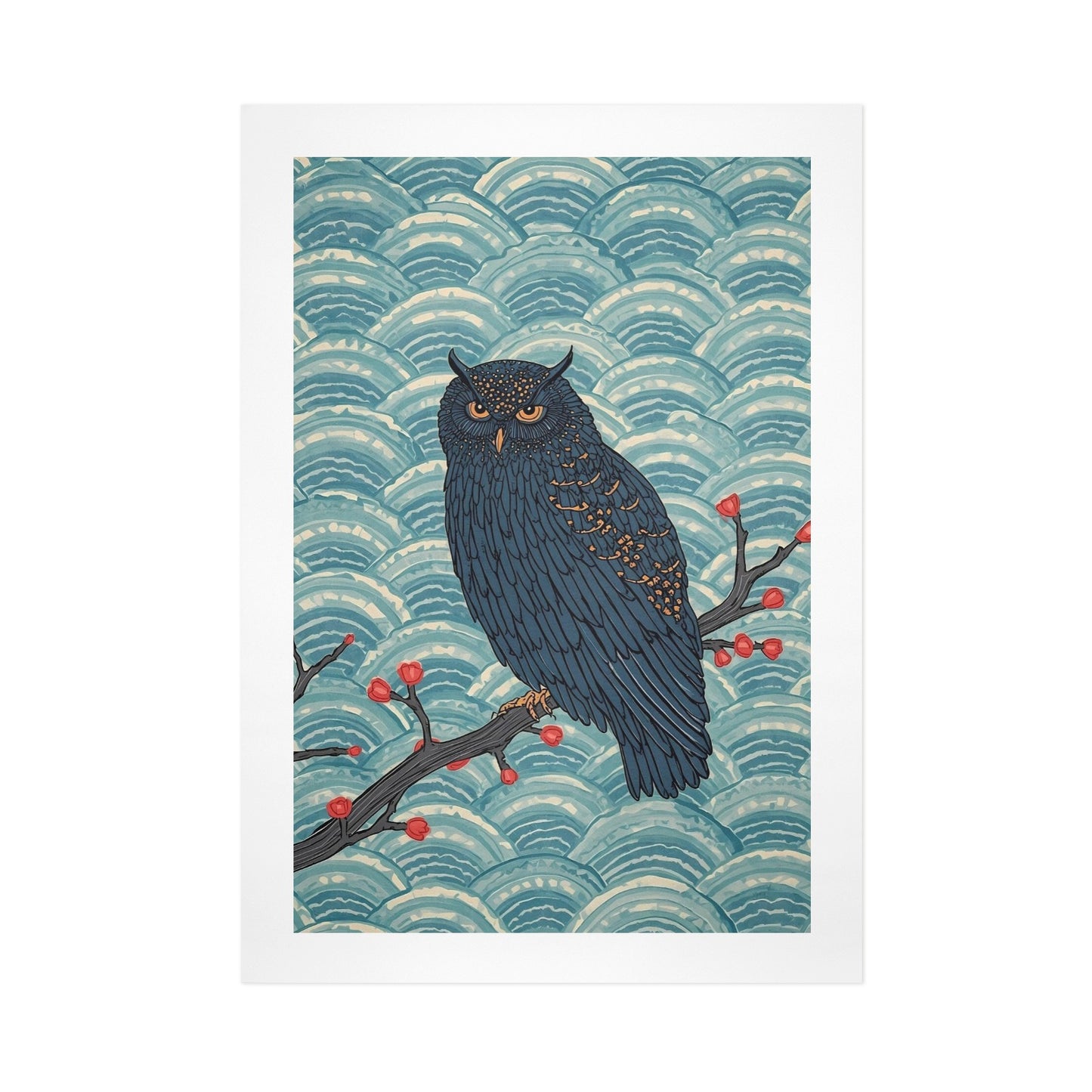 Nocturne Owl – Japanese Ukiyo-e Inspired Canvas Wall Art Print 16"x24" (40 x 60cm)