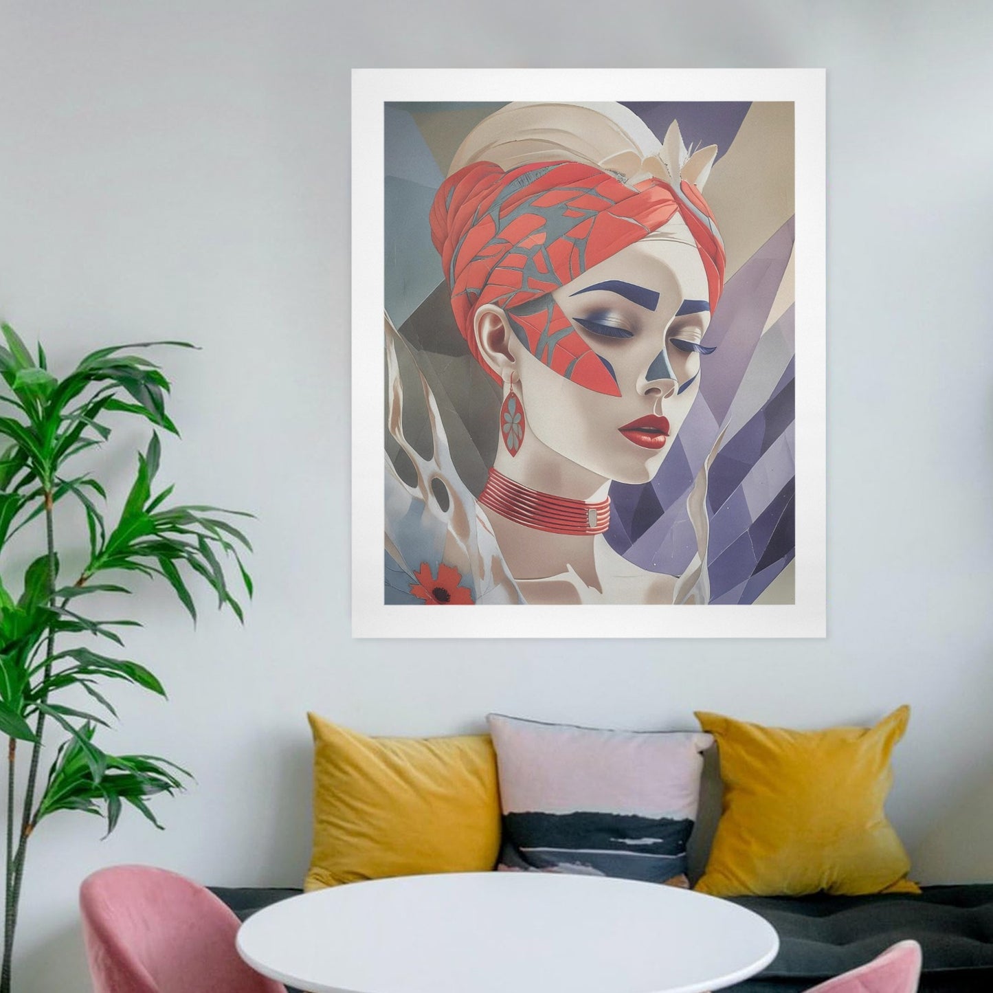 Midnight Bloom – Abstract Floral Portrait Canvas Wall Art Print