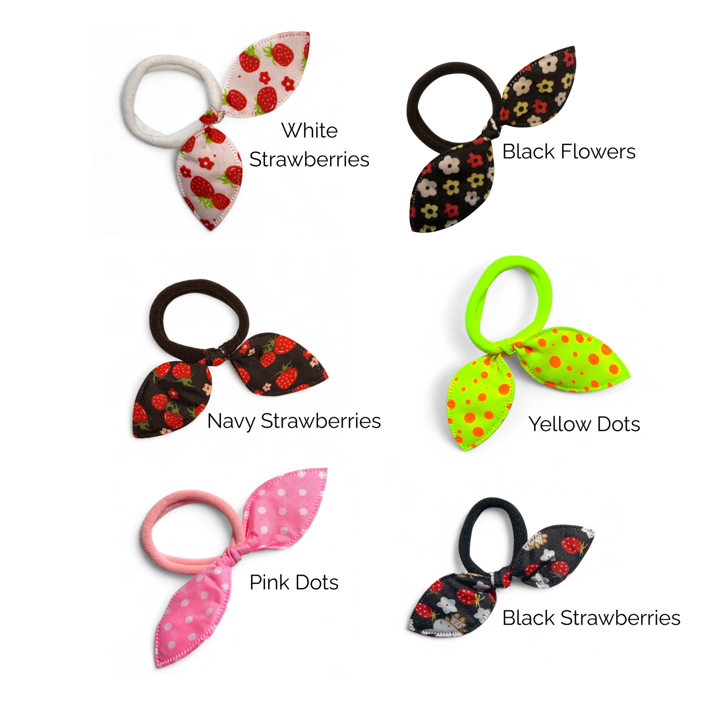 Fabric Bow Hair Ties – 2 Pack Printed Bows on Soft Elastic Bands