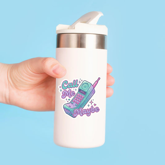 Call Me Maybe Retro Phone | 90s Pastel | Glitter Vinyl | Die-Cut Sticker