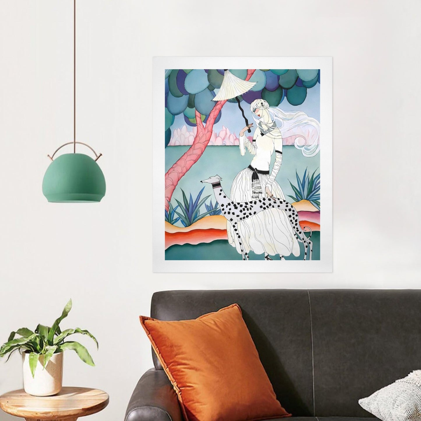 Gentle Companionship – Vintage Inspired Lady & Dog Portrait Canvas Wall Art Print
