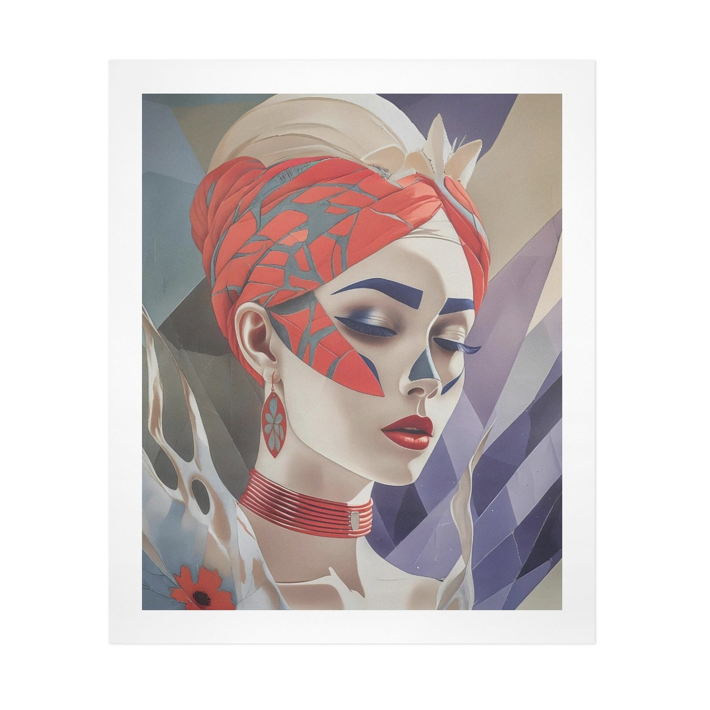 Midnight Bloom – Abstract Floral Portrait Canvas Wall Art Print