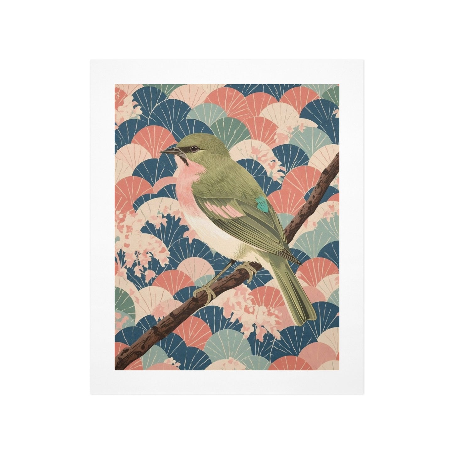 Songbird Serenity – Japanese Ukiyo-e Inspired Canvas Wall Art Print 11"x14" (28 x 35cm)