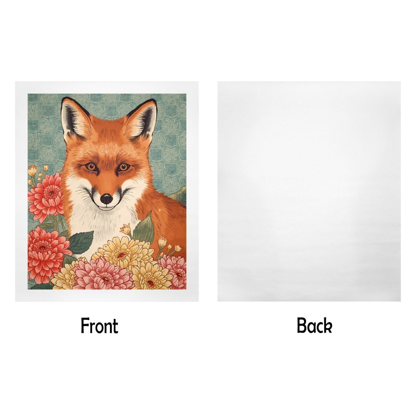 Floral Fox – Japanese Ukiyo-e Inspired Canvas Wall Art Print