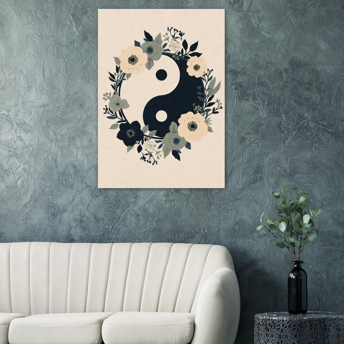 Floral Yin Yang Harmony Fine Art Poster - Balance & Serenity Wall Decor