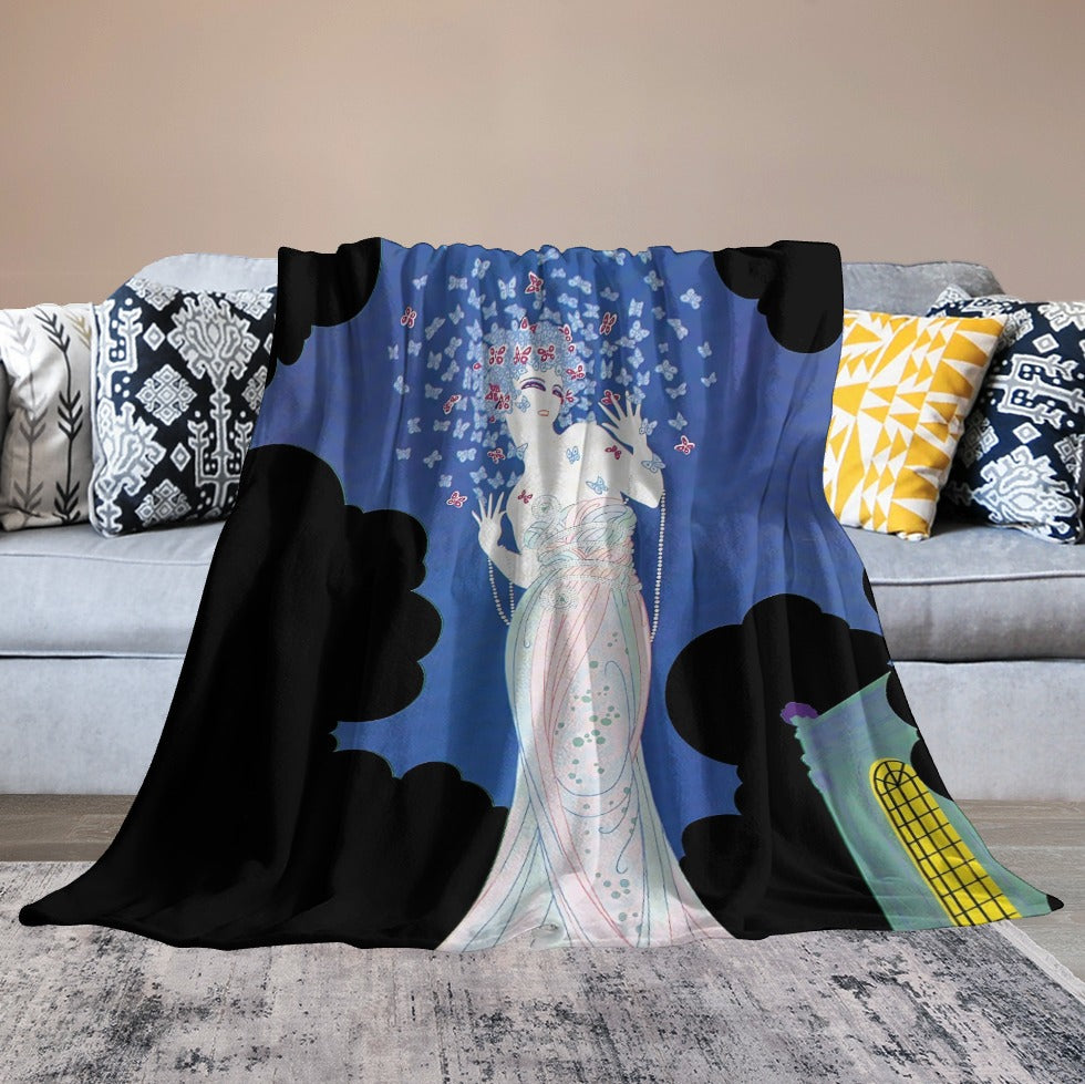 Vintage Glamour Lady Flannel Blanket – “Ms Vogue” Art Print Ultra-Soft Flannel Throw Blanket