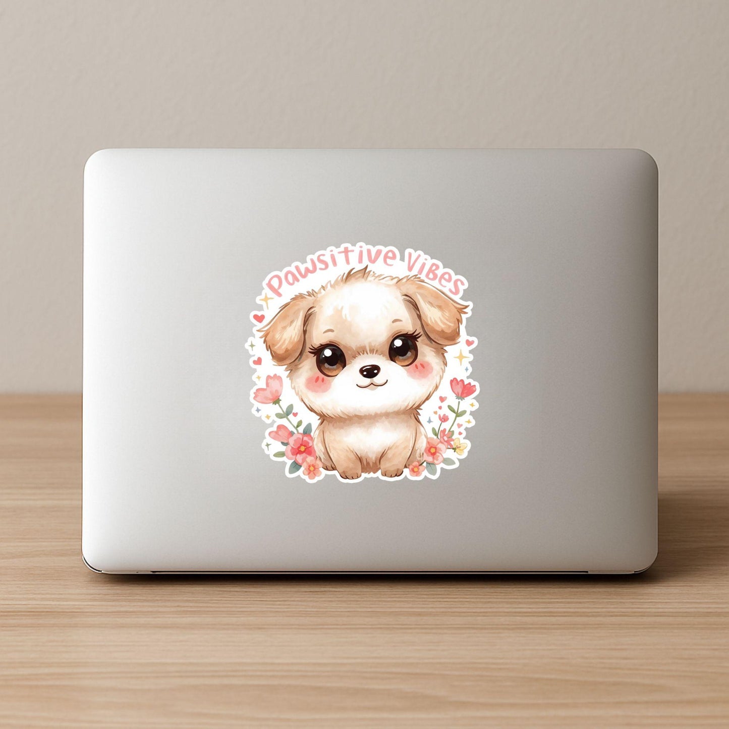 Pawsitive Vibes Puppy | Motivational | White Vinyl | Die-Cut Sticker