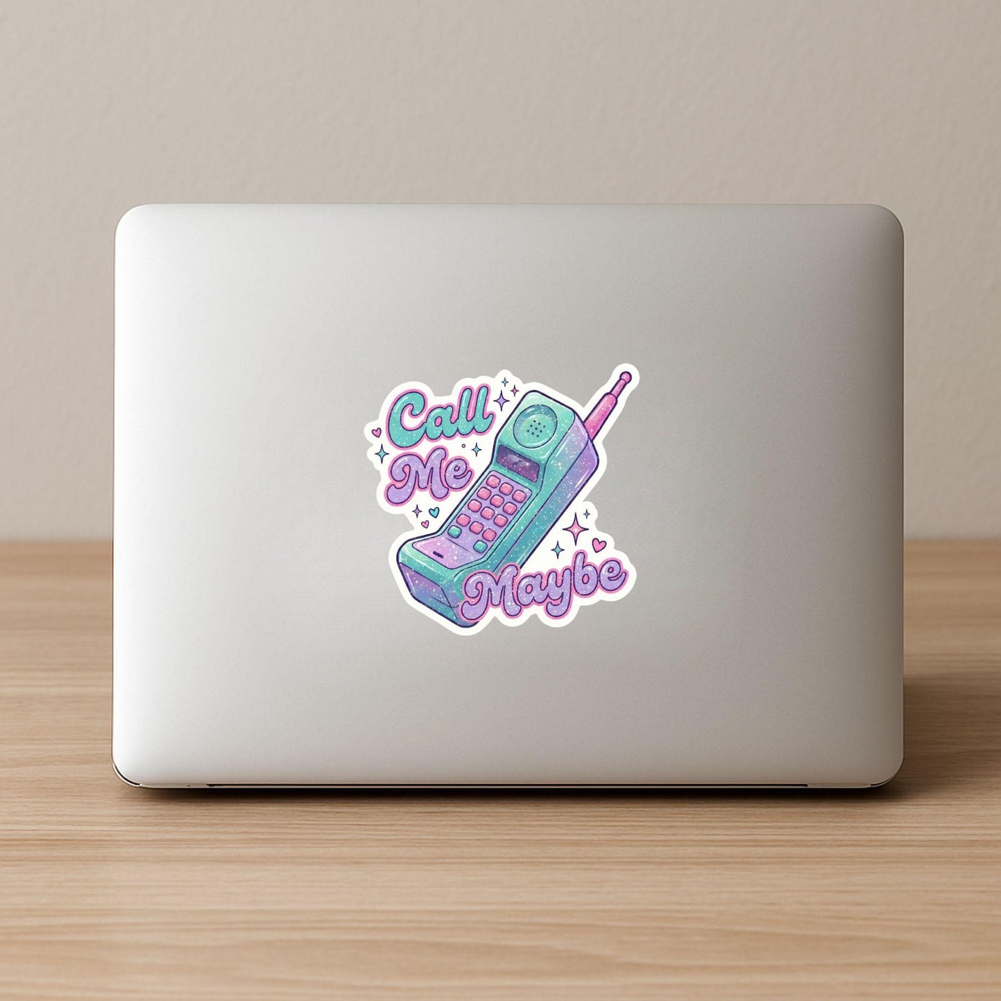 Call Me Maybe Retro Phone | 90s Pastel | Glitter Vinyl | Die-Cut Sticker
