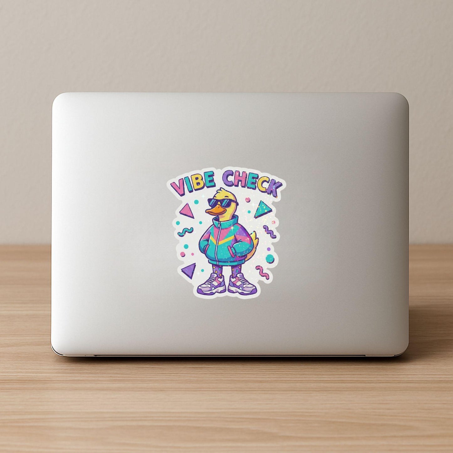 Vibe Check Retro Duck | 90s Aesthetic | Glitter Vinyl | Die-Cut Sticker