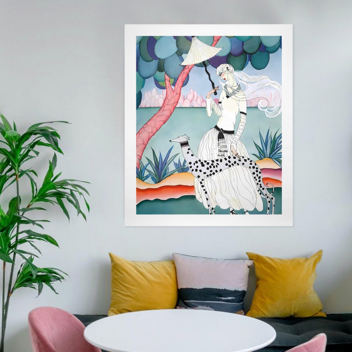 Gentle Companionship – Vintage Inspired Lady & Dog Portrait Canvas Wall Art Print