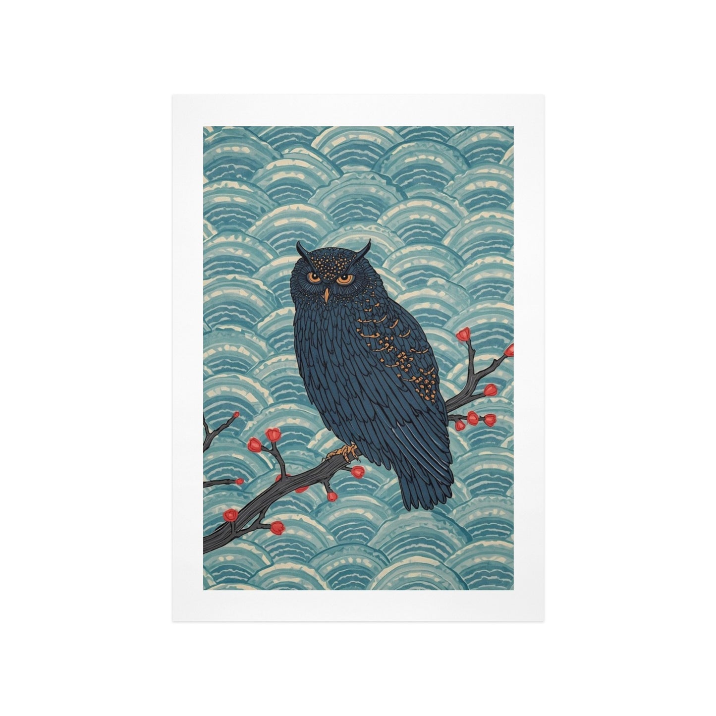 Nocturne Owl – Japanese Ukiyo-e Inspired Canvas Wall Art Print 12"x18" (30 x 45cm)