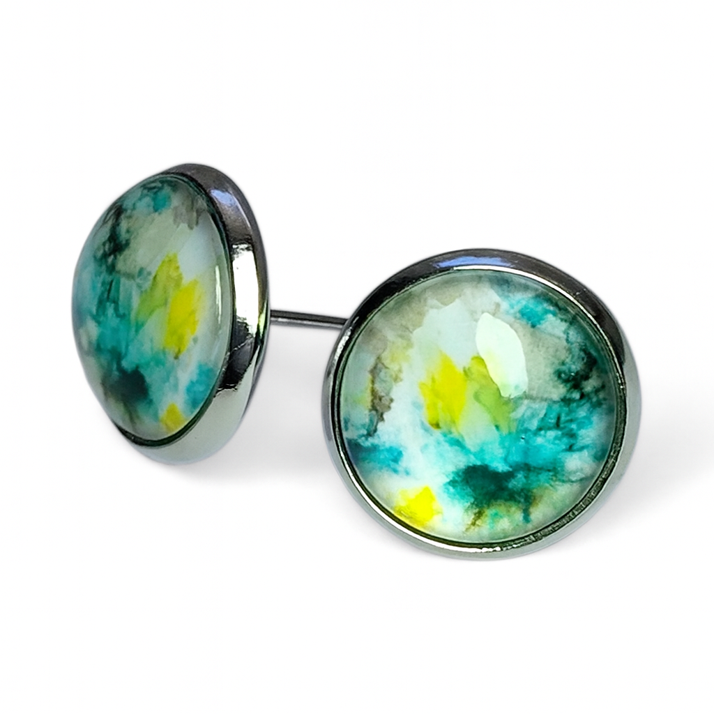 Colourful Watercolour Stainless Steel Stud Earrings Citrus