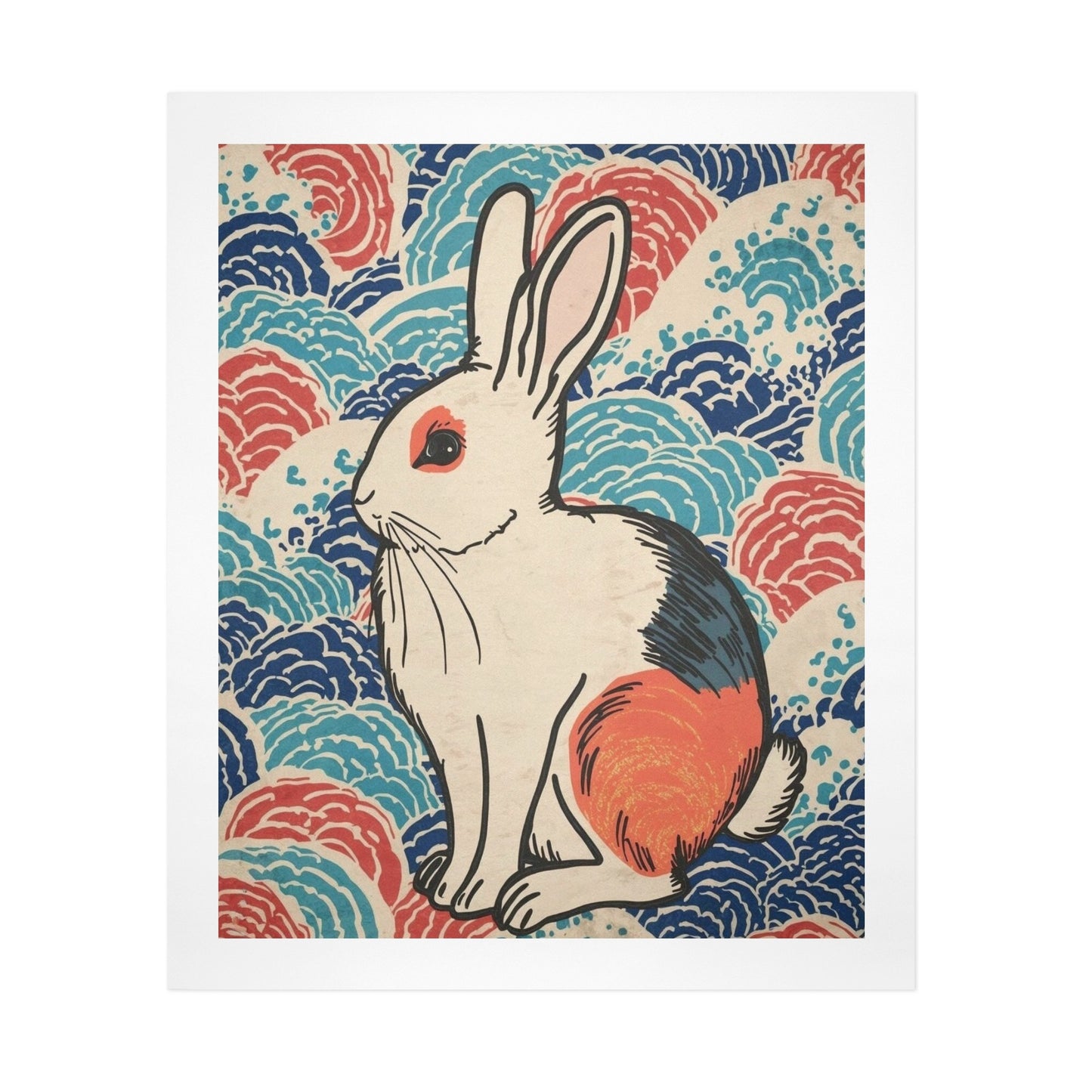Vivid Rabbit – Japanese Ukiyo-e Inspired Canvas Wall Art Print