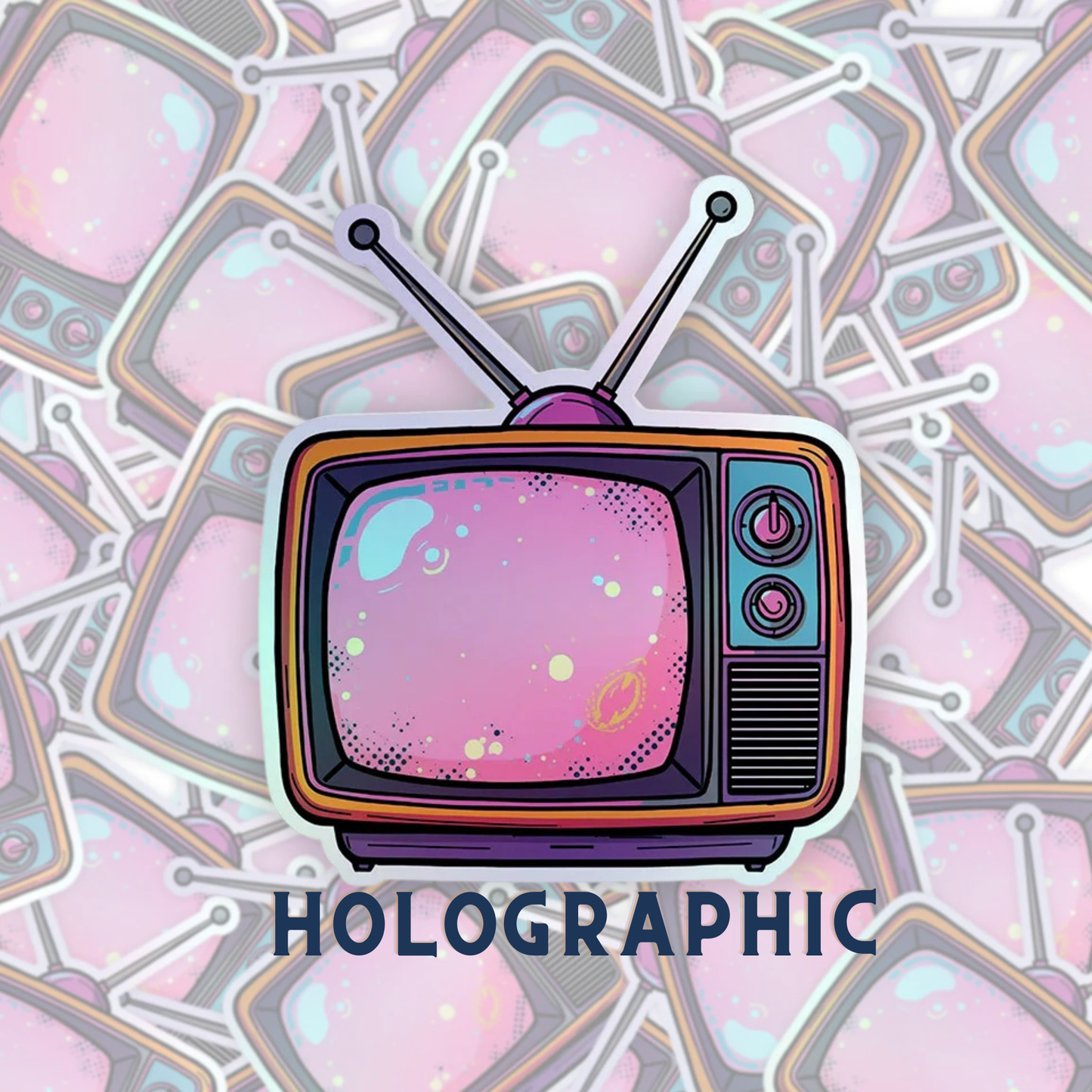 Retro TV Cosmic Rainbow | Nostalgic | Holographic Foil | Kiss-Cut Sticker