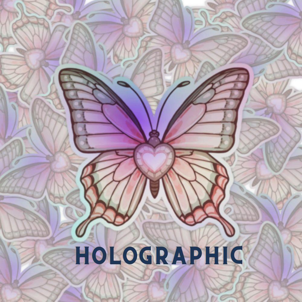 Heartwing Butterfly Rainbow | Fantasy | Holographic Foil | Kiss-Cut Sticker