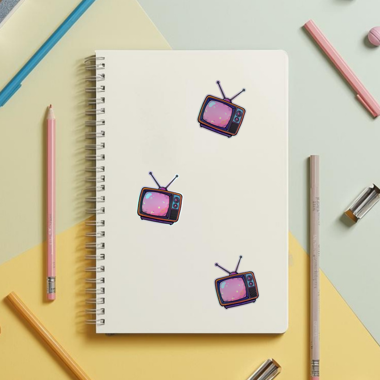Retro TV Rainbow Holographic Foil Vinyl Sticker