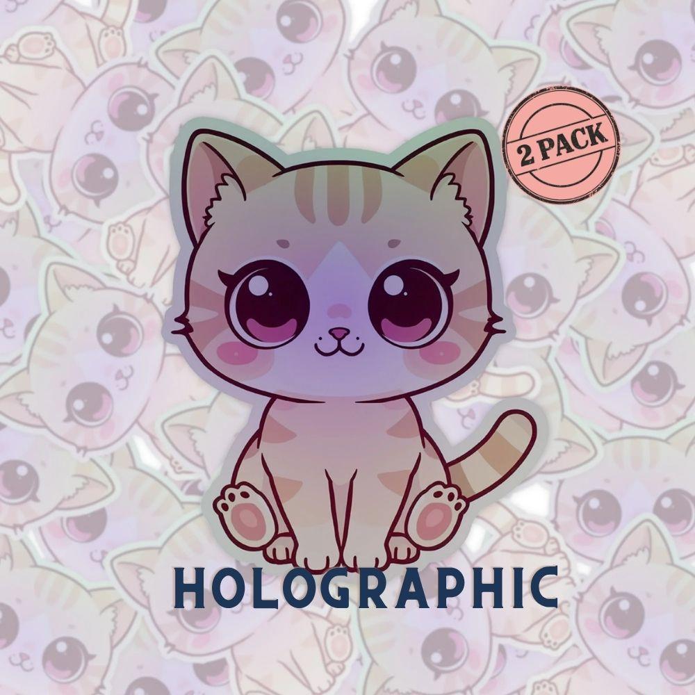 Kawaii Cat Rainbow Set | Cute Kitten | Holographic Foil | Kiss-Cut Sticker