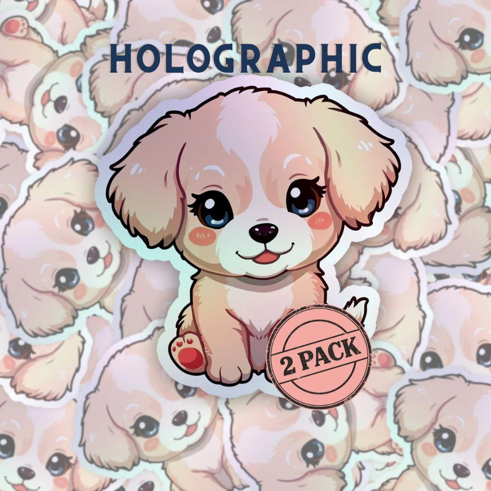 Kawaii Puppy Rainbow Set | Cute Dog | Holographic Foil | Kiss-Cut Sticker