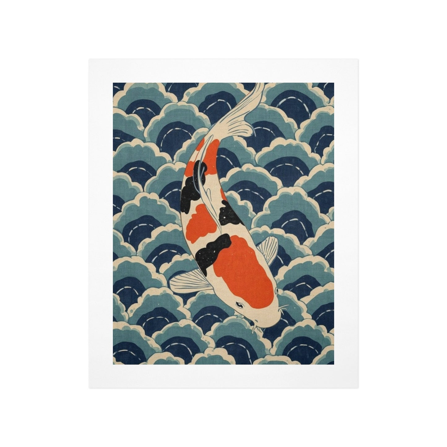 Koi Harmony – Japanese Ukiyo-e Inspired Canvas Wall Art Print 11"x14" (28 x 35cm)