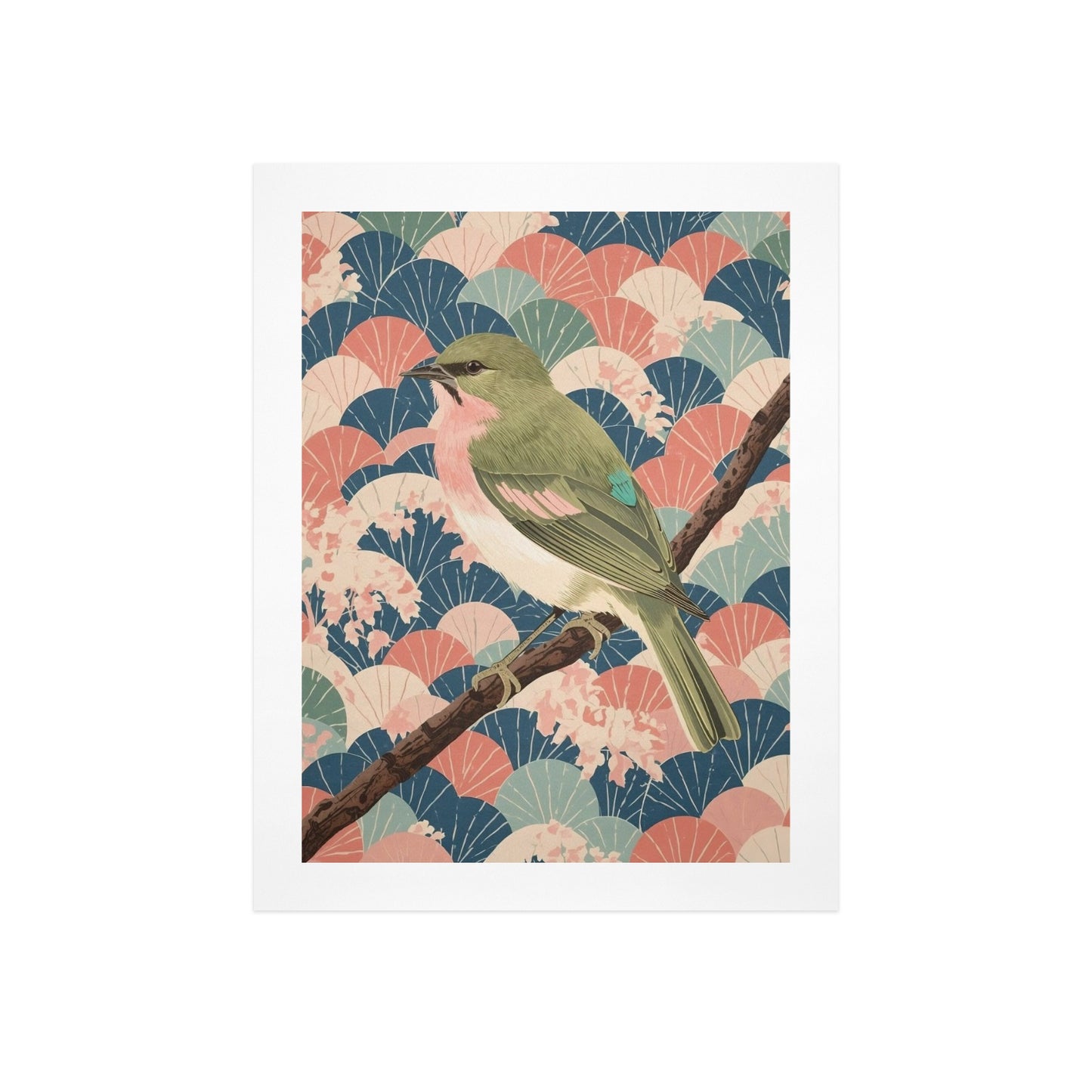 Songbird Serenity – Japanese Ukiyo-e Inspired Canvas Wall Art Print 12"x16" (30 x 40cm)