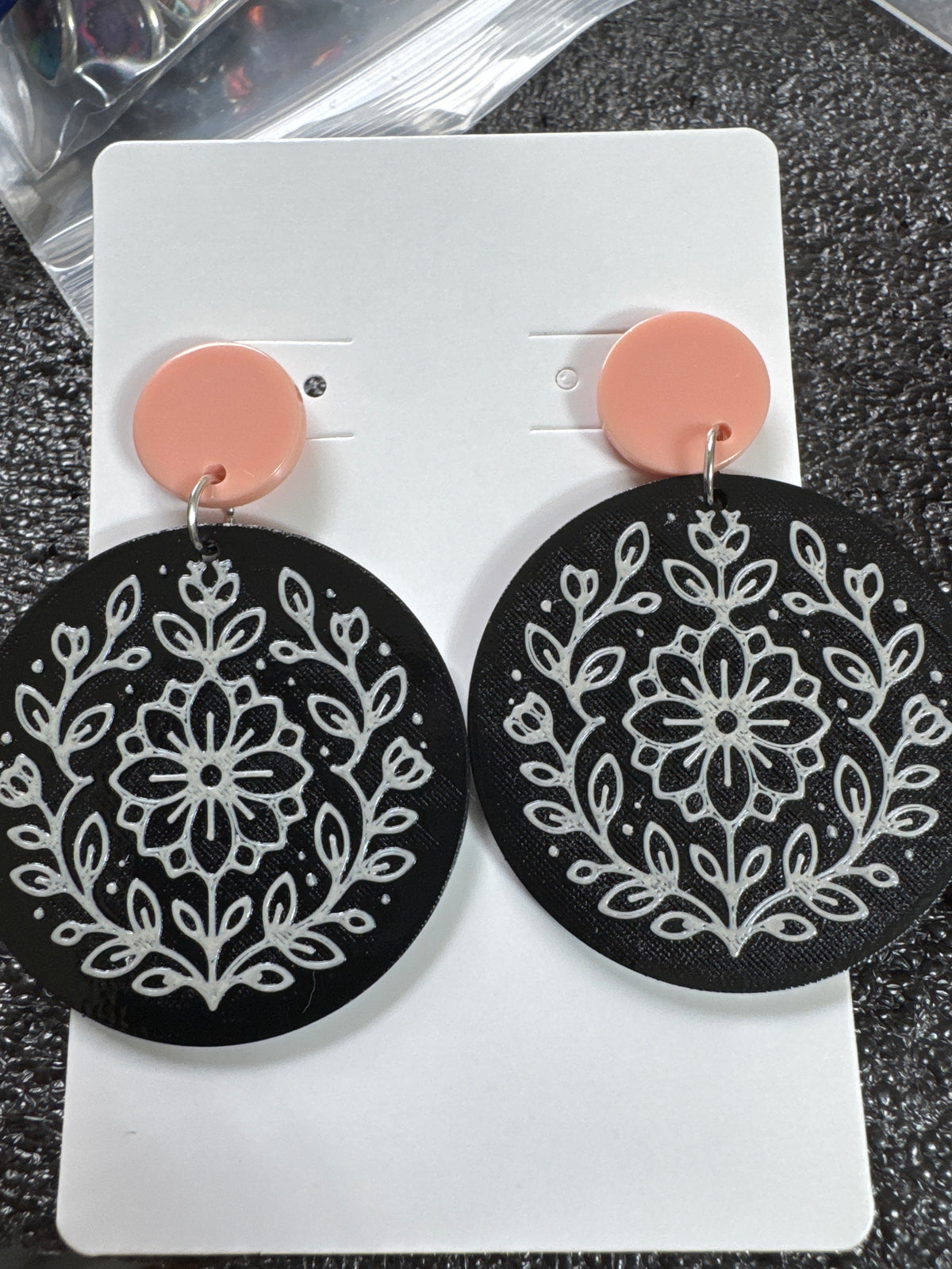 Round Floral Dangle Earrings