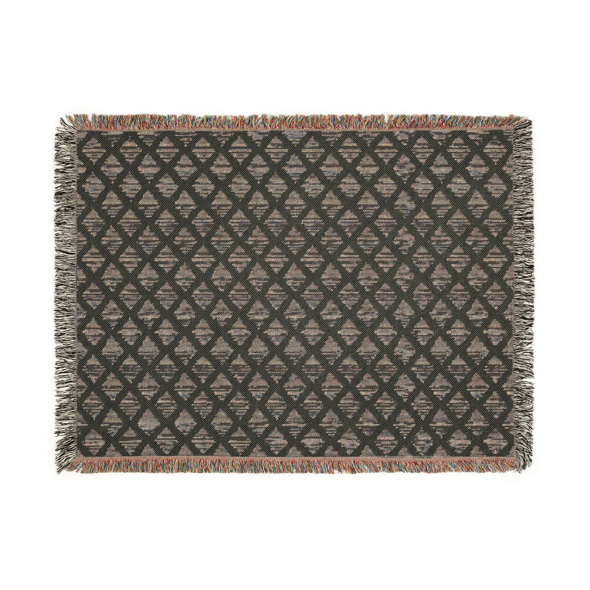 Navy & Ivory Diamond Pattern Woven Blanket