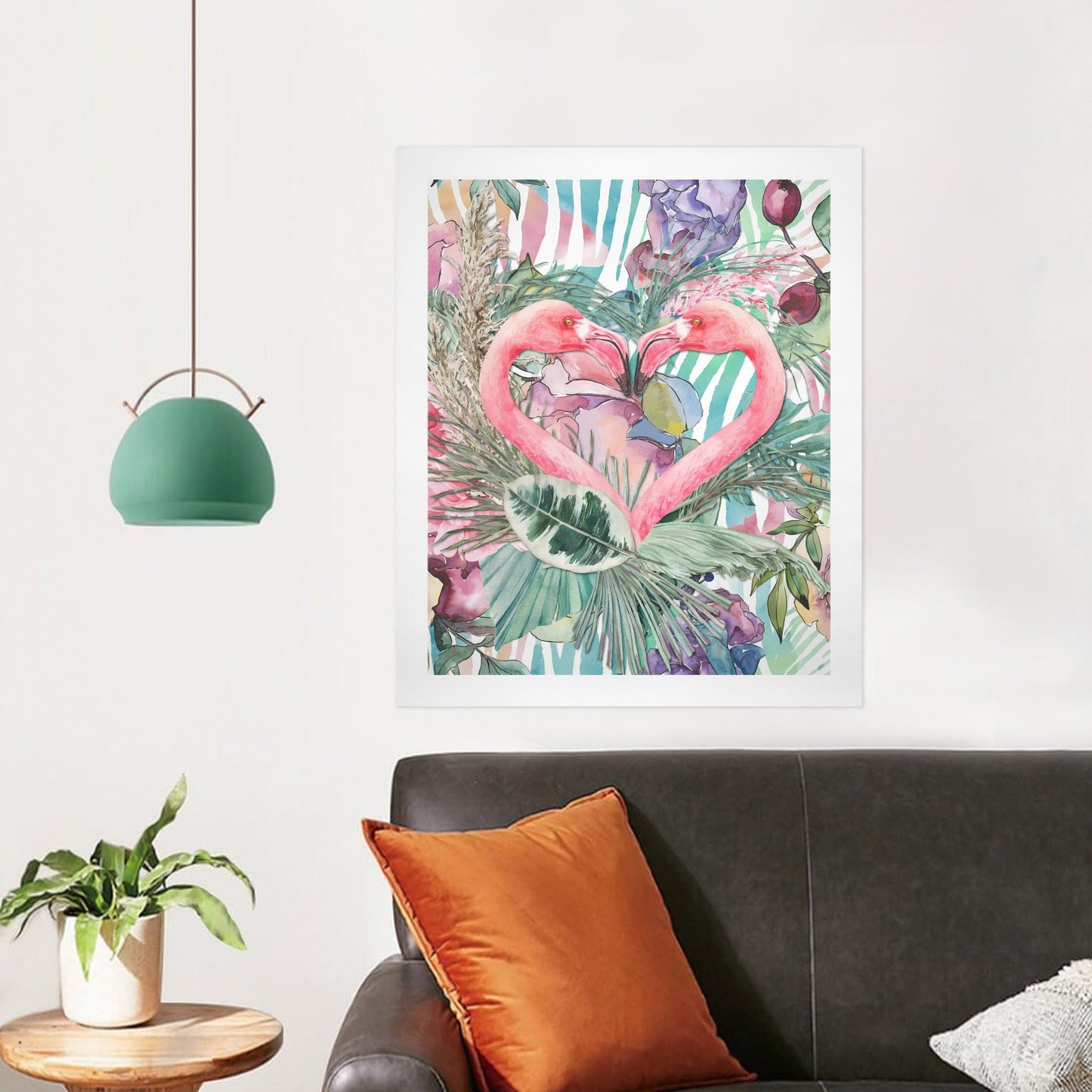 Flamingo Pair – Modern Tropical Canvas Wall Art Print